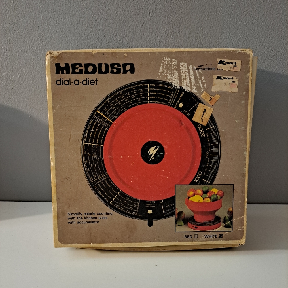 Vtg DIAL A DIET‎ CALORIE COUNTING by Medusa Baccini - Kitchen Scale WHITE
